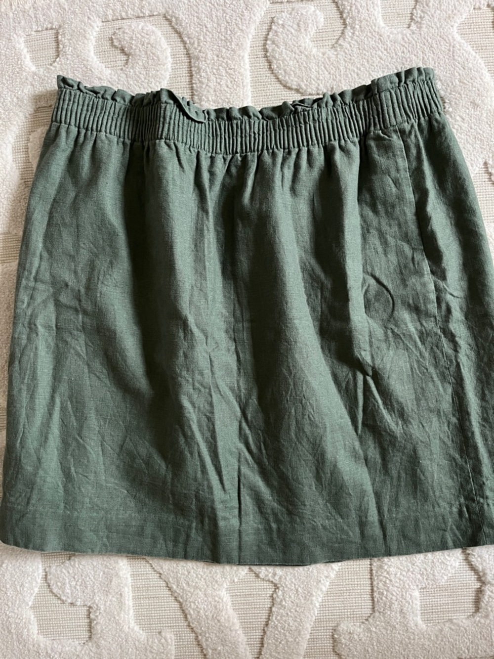 J. Crew Linen-Cotten Blend City Mini Skirt Sz 16 Sage Green